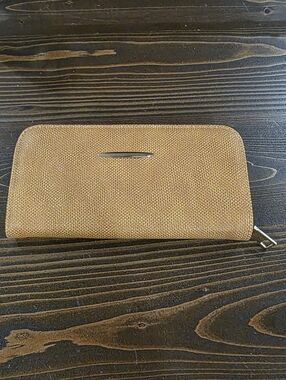 Textured Tan Zip-Around Wallet